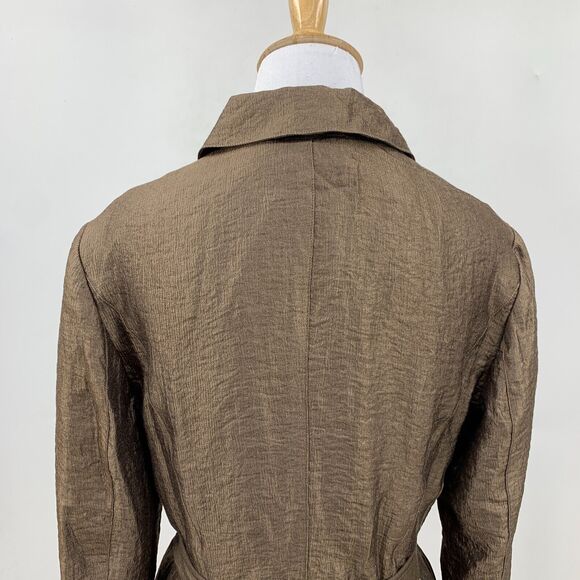J.Jill Jacket Womens 6 Metallic Bronze Waist Tie Full Zip Snap Buttons Lined - Picture 9 of 16